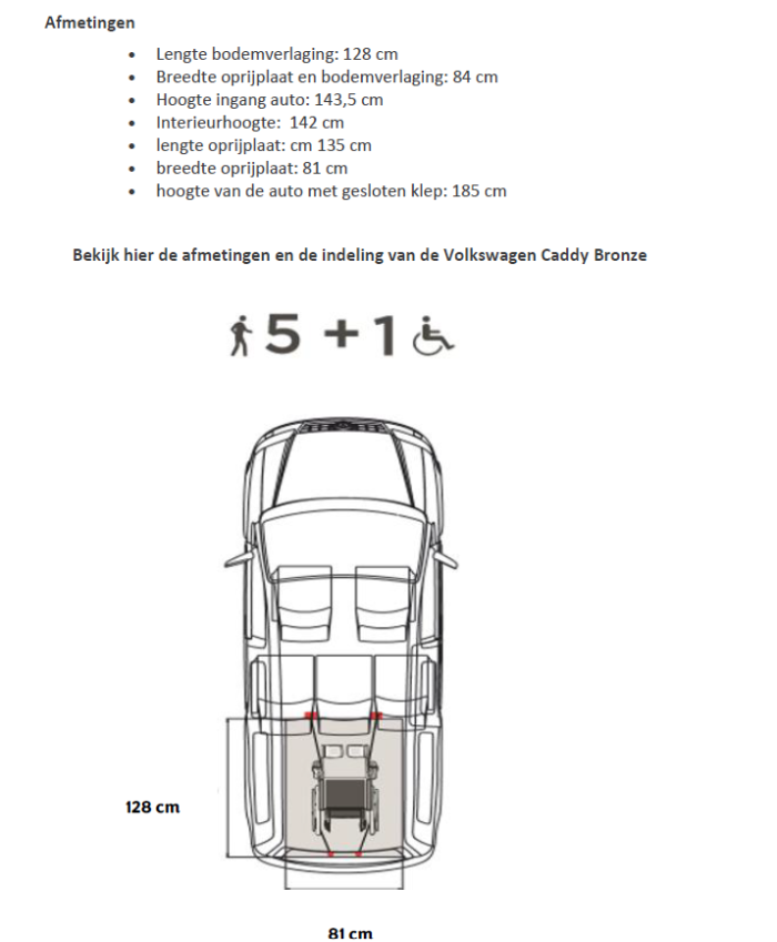 Afmetingen VW caddy